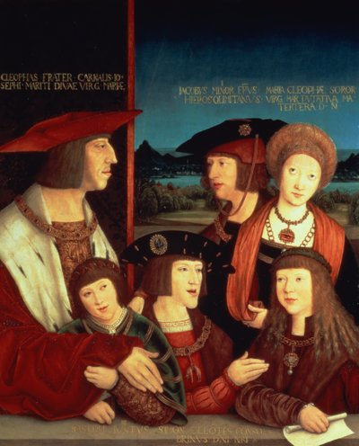 Maximiliaan I (1459-1519) met zijn eerste vrouw Maria van Bourgondië (1457-82) tussen hen hun zoon Filips I van Spanje en koning van Castilië (de Schone) (1478-1506), zijn zonen Karel V (1500-58), Ferdinand I (1503-64) door Bernhard Strigel